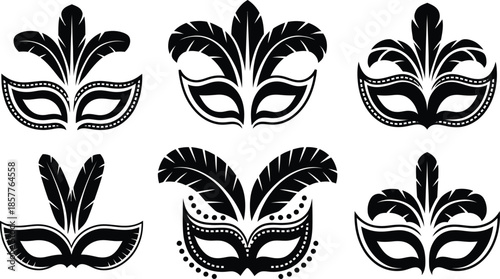 Carnival Masquerade Mask Silhouette Vector Collection
