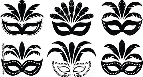 Carnival Masquerade Mask Silhouette Vector Collection