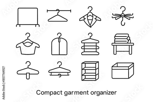 Garment organizer hanger narrow icon vector bin rack shelf mini icons compact