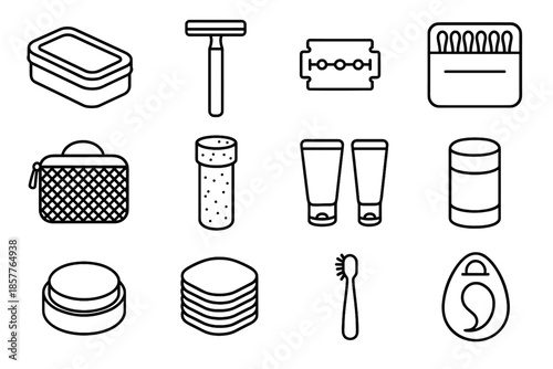 Toothbrush blade bar toiletry lotion brush vector icons cotton sustainable icon cork
