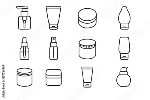 Compact tube container icon travel icons vector lotion vial refill pump mini