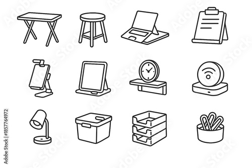 Vector icon compact mini laptop light stack mount stackable icons stool organizer