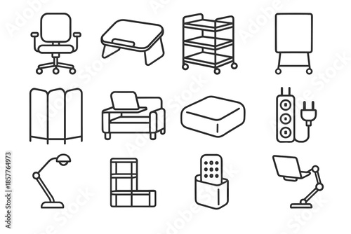 Home screen extender fixture vector office light modern folding icon floor rolling