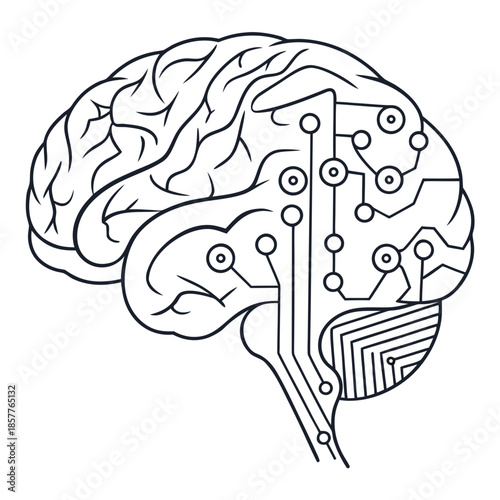 Illustration of a human brain with neural networks