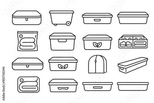 Clothes long zippered vector blanket under bin bag bed storage labeled icon