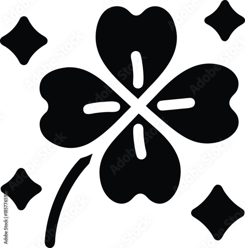 lucky leaf symbol line art vector illustration on transparent background