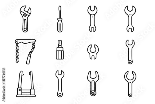 Flathead vector torque bike truing icon guide tools gear diy chain pedal