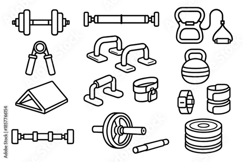 Vector detachable squat fitness trainer rotating ankle cuff icon gear sliding kettlebell