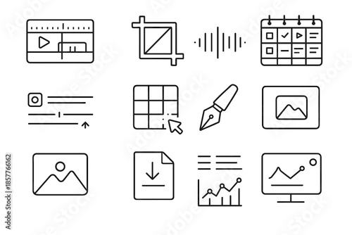 Vector export digital icon image block recorder content bar font audio screen