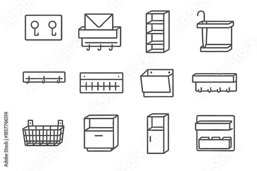 Icon slot vector mounted hook organizer entry quick umbrella wall shelf dual