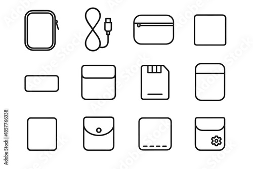 Gadget vector icons band tile divider memory icon sleek pouch minimal gear