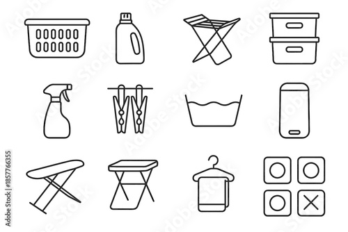 Cloth laundry set rack spray sorting holder minimalist vector small icon icons
