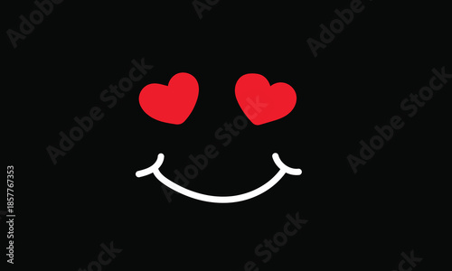 Smiling Face with Heart Eyes on Black Background