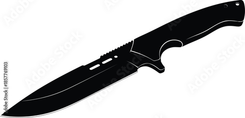High-Quality Black Folding Knife Illustration