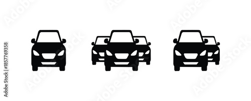 Cars traffic flow icon set transport and traffic jam symbols automobile sign white background.