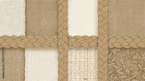 Vintage elegant seamless floral design featuring a close up texture of a woven basket and a wooden box for a retro textile ornament backdrop