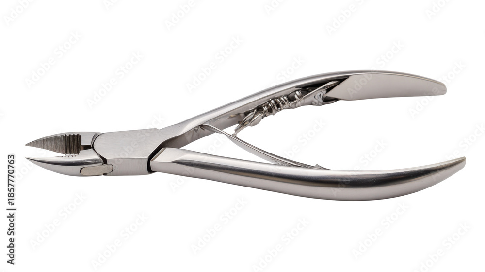 Fototapeta premium Nail nipper for manicure and pedicure essentials, shiny steel cuticle trimmer, transparent background