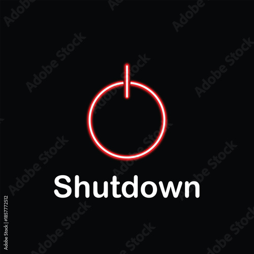 Red Neon Shutdown Button