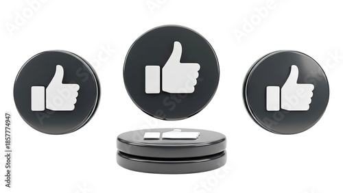 3D Thumbs Up Icon Set on transparent background
