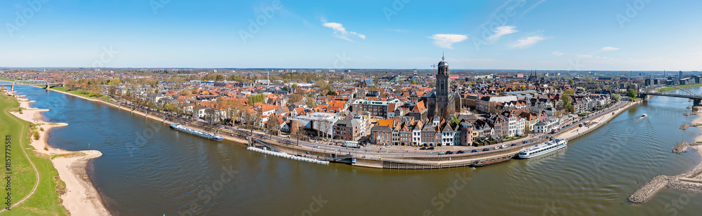Fototapeta premium Aerial panorama from the city Deventer in the Netherlands