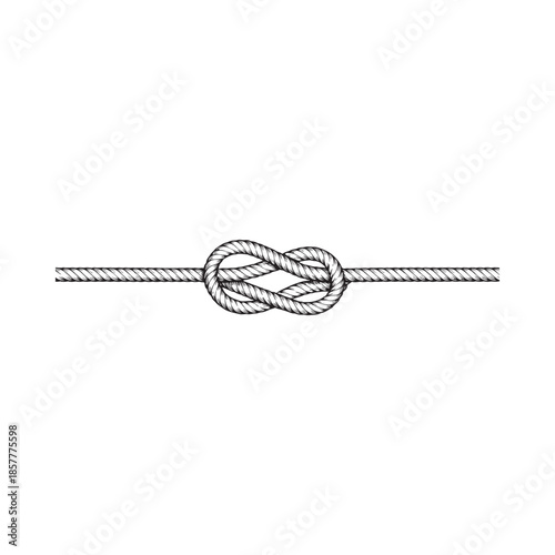 A detailed illustration of a figure eight knot tied in a length of rope clearly displayed