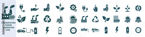Sustainable energy and technology icons