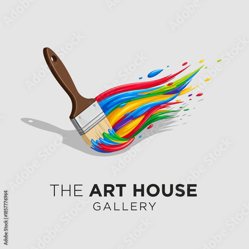 Vibrant paintbrush with colorful strokes for creative art projects