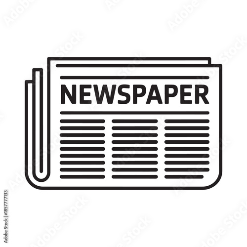 A simple black and white line drawing of a folded newspaper with the word newspaper