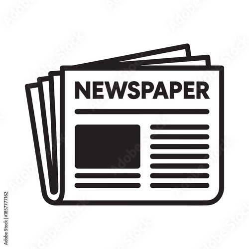 A simple black and white icon depicts a stack of newspapers with the word newspaper