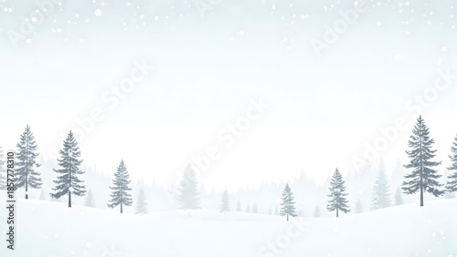 Minimalist snowy pine forest wallpaper