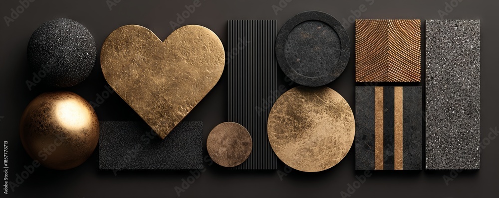 Obraz premium Contemporary Gold and Black Textures for Luxury Valentine's Day Decor Inspiration