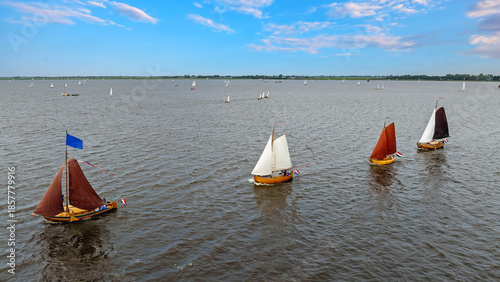 Fényképezés Aerial from traditional admiral sailing on the Heegermeer in the Netherlands