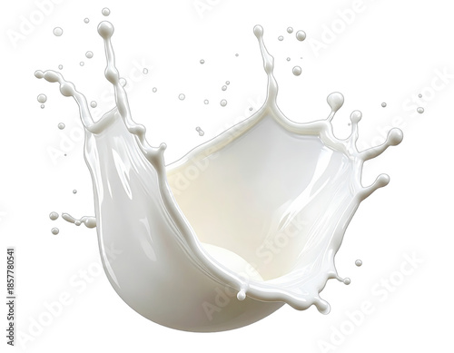 Digitally created splash of opaque white liquid against a black background