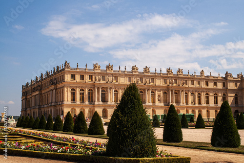 A picturesque palace with a beautiful garden.