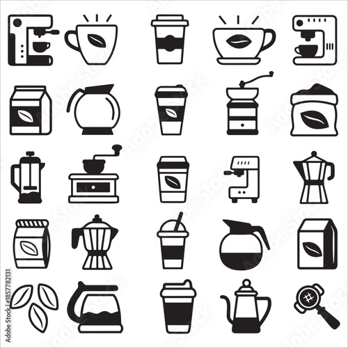 Coffee Brewing Equipment Icon Collection