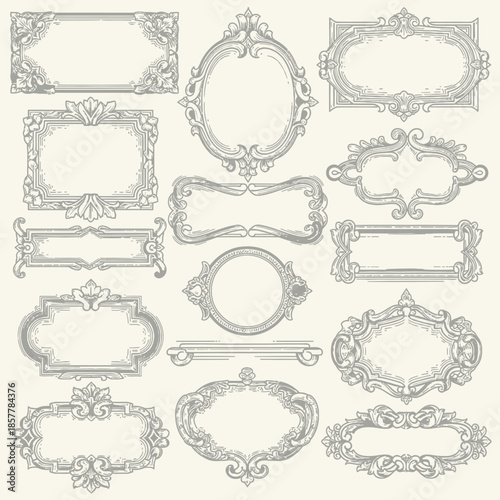A collection of ornate frames and borders in a classic style