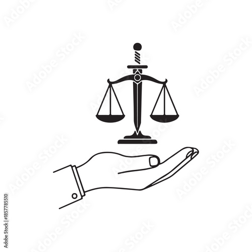 Hand offering a justice silhouette icon vector flat design