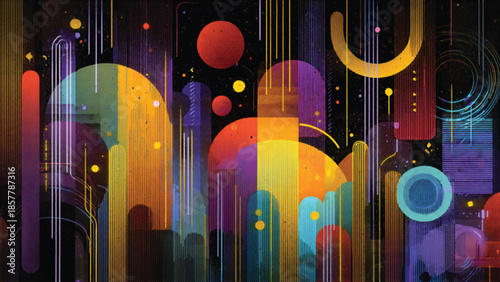 Year Closing Night Abstract Design with Heavy Shapes and Clean Cutout Structure