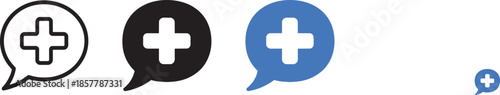 Medical chat bubble with cross icon set for online healthcare consultation and support center