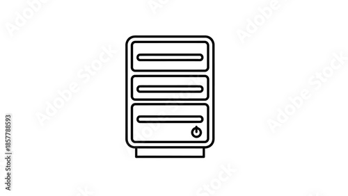 Database icon set showing stacked cylinder storage disk symbol for cloud data center technology server infrastructure computing network professional flat vector line art illustration isolated
