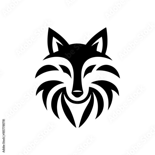 Abstract black and white fox head logo design