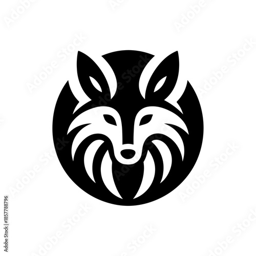 Minimalist geometric fox head logo design in negative space