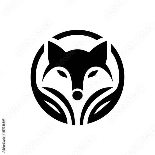 Abstract fox head inside a minimalist circular logo design
