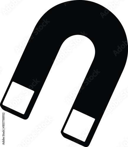 Silhouette Black Horseshoe Magnet Physics Science Technology Icon Vector Illustration