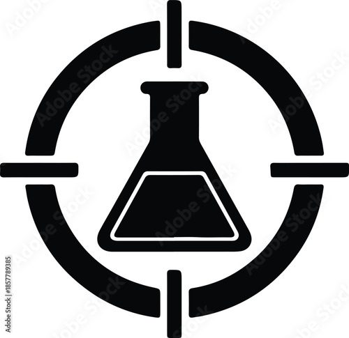 Silhouette Erlenmeyer Flask Target Chemical Science Symbol Vector Illustration