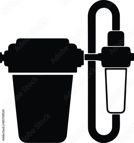 Silhouette Household Water Filter System Purification Device Icon Vector Illustration
