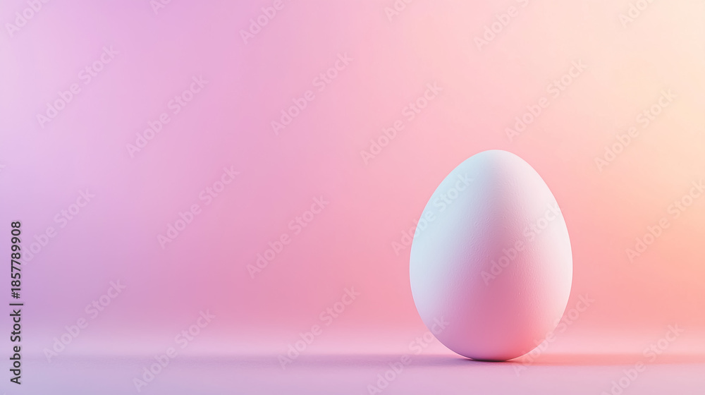 Fototapeta premium Easter background with white egg on pink.