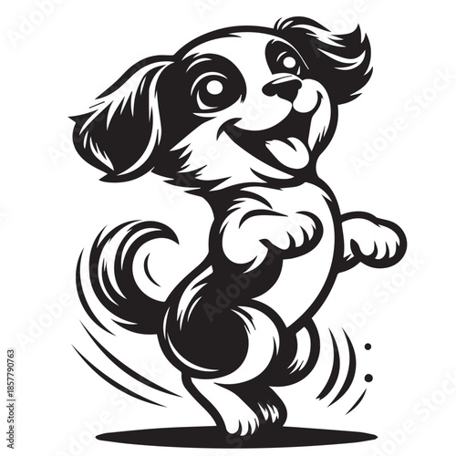 Puppy Dog Silhouette Vector | Black & White Pet Clipart