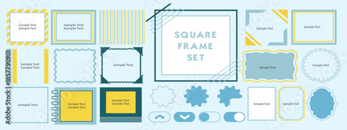 Square Frame Vector Set – Line Illustration Borders, Geometric Shapes, Banner & Label Templates with Copy Space for Headlines, Text Layouts and Background Design