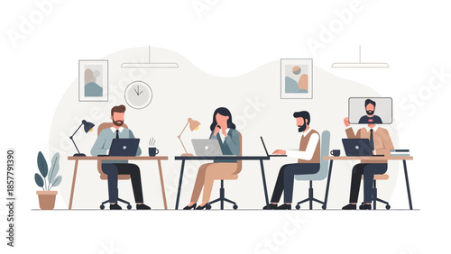 Group of People Working on Laptops Together.